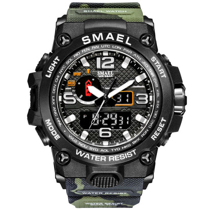 SMAEL 1545D Watches For Men 50M Waterproof Clock Alarm reloj hombre 1545D Dual Display Wristwatch Quartz Military Watch Sport New