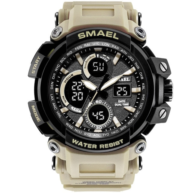 SMAEL Camouflage Military Watch Men Waterproof Dual Time Display Mens Sport Wristwatch Digital Analog Quartz Watches Male 1708