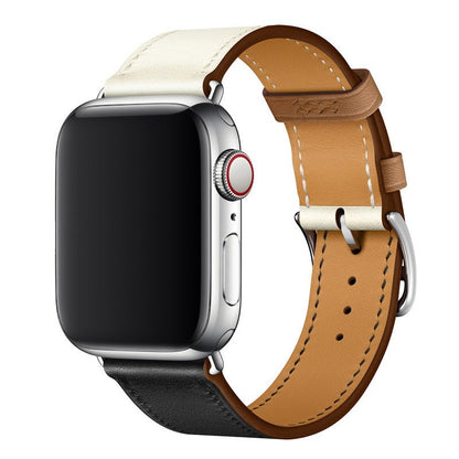 Apple Leather Watch Lead Layer Cowhide Apple Watch iwatch8 Watchband Color Patchwork Single Circle Watch Band