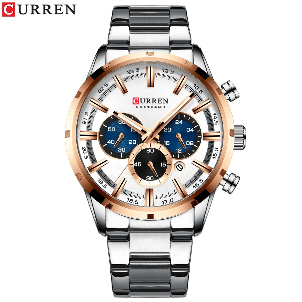 CURREN New Fashion Watches with Stainless Steel Top Brand Luxury Sports Chronograph Quartz Watch Men Relogio Masculino