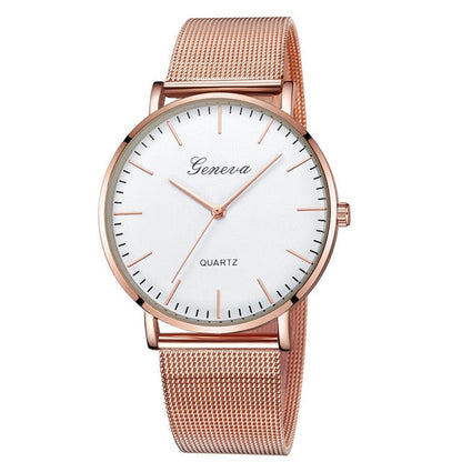 Quartz Watch Men Women Mesh Stainless Steel Watchband High Quality Casual Wristwatch