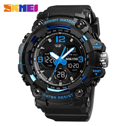 SKMEI 1742 New Shockproof Mens Watches 2 Time Chrono Personality Digital Sport Mens Wristwatch Waterproof Watch relogio masculino