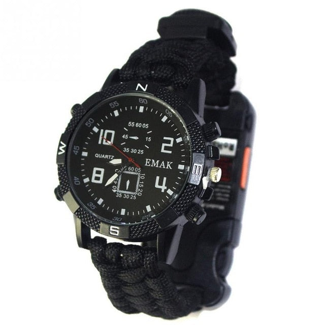 EDC Tactical multi Outdoor Camping survival bracelet watch compass Rescue Rope paracord equipment Tools kit