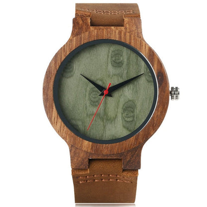 Wooden Watches Quartz Watch Men Bamboo Modern Wristwatch Analog Nature Wood Soft Leather Creative Birthday Gifts