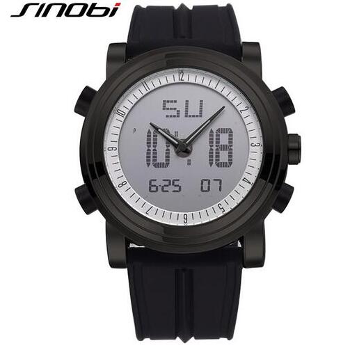 SINOBI Sports Watch Men's Wrist Watches Digital Quartz Clock 2 Movement Waterproof