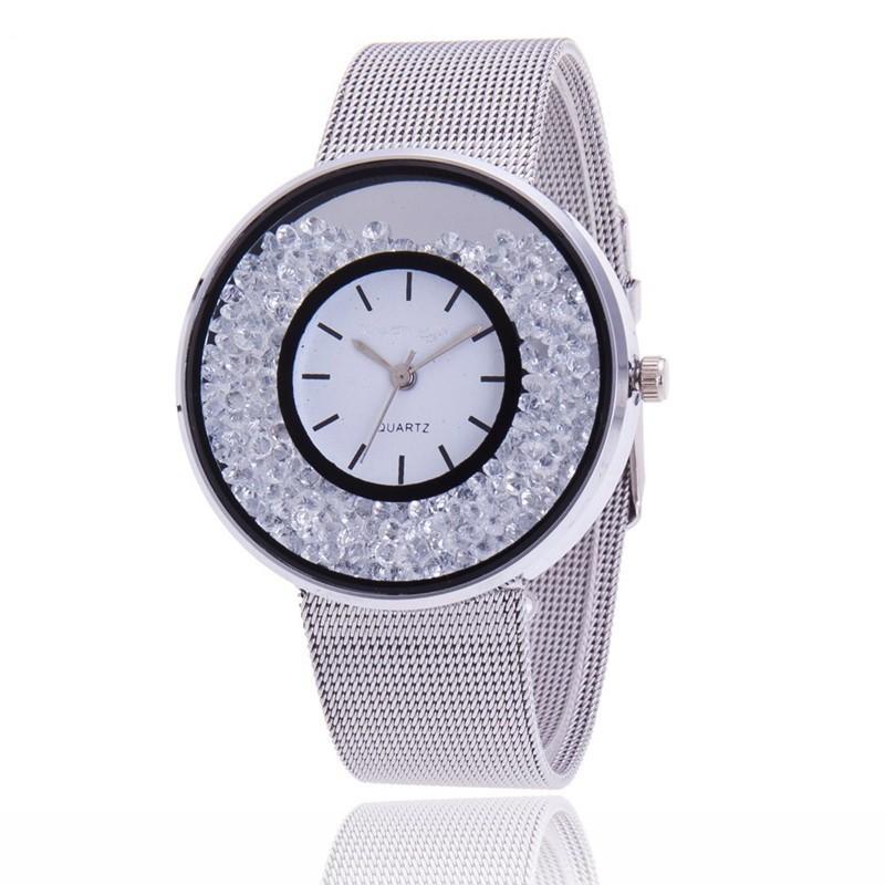 Top Luxury Women's Watches Fashion Stainless Steel Rose Gold Quartz Rhinestone