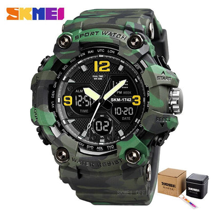 SKMEI 1742 New Shockproof Mens Watches 2 Time Chrono Personality Digital Sport Mens Wristwatch Waterproof Watch relogio masculino