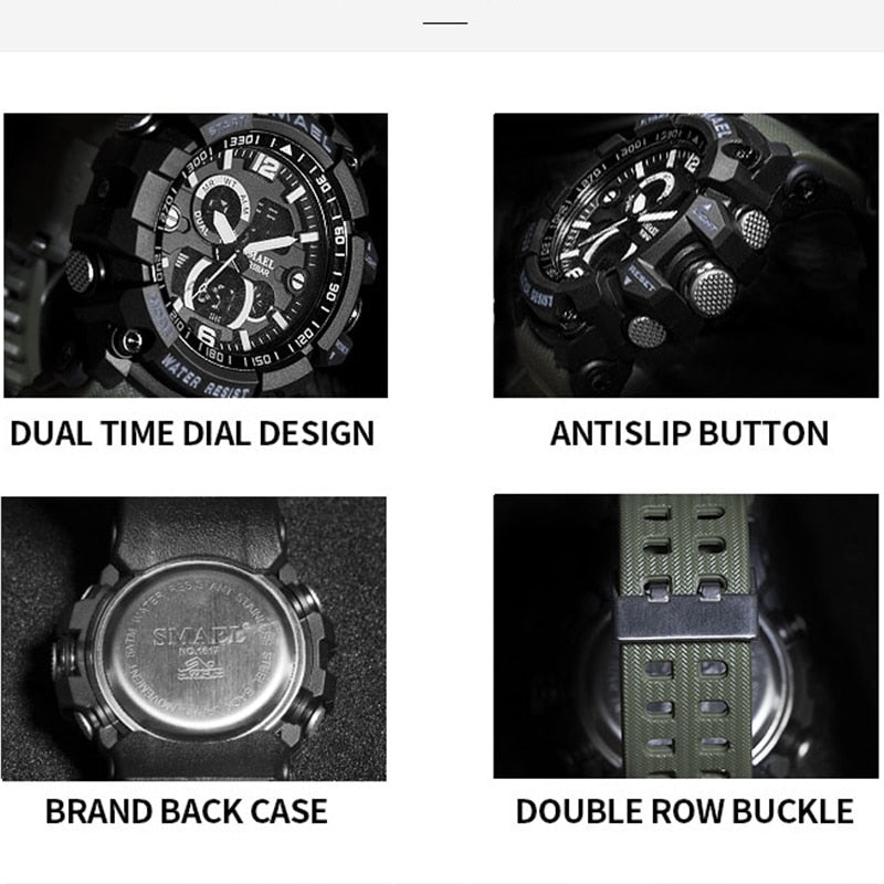 SMAEL 1617C Shock Military Watches Army Men's Wristwatch LED Quartz Watch Digtial Dual Time Men Clock 1617  reloj hombre Sport Watch Army