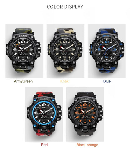 SMAEL Fashion Sport Watch Men Alarm Clock Camouflage Waterproof Week Display Men Watches Digital Watch relogio masculino 1545B