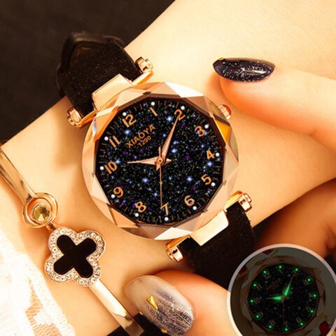 Women Watches  Best Sell Star Sky Dial Clock Luxury Rose Gold Women's Bracelet Quartz Wrist Watches New