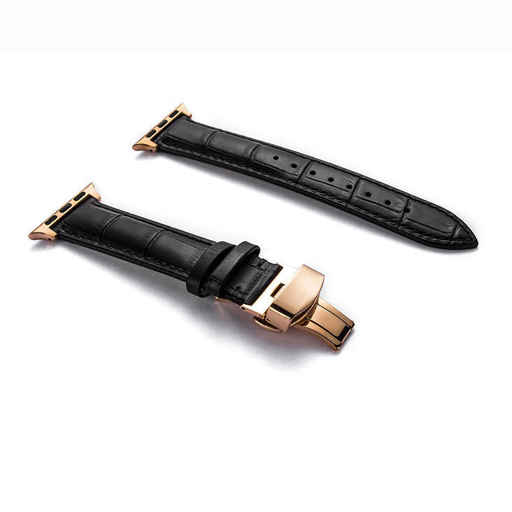 Apple Watch Strap Apple Watch 1-5 First Layer Cowhide Leather Strap Double Press Butterfly Buckle Watch Strap