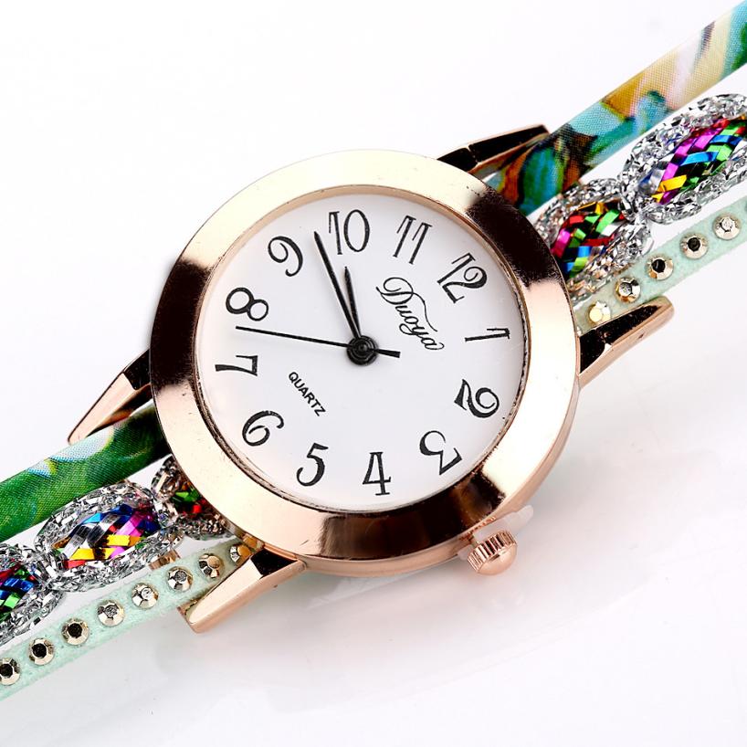 Top Brand Luxury Watches Women Flower Popular Quartz Diamond Leather Bracelet Watch Female Ladies Gemstone Dress Wristwatch