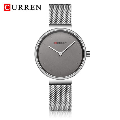 CURREN 9016 Fashion Blue Ladies Watches Mesh Stainless Steel Quartz Watch Women Luxury Simple Wristwatches Analog Lady Clock