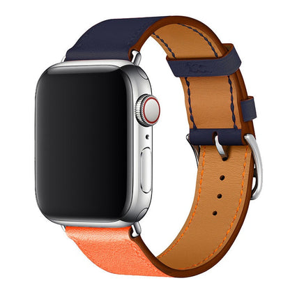 Apple Leather Watch Lead Layer Cowhide Apple Watch iwatch8 Watchband Color Patchwork Single Circle Watch Band