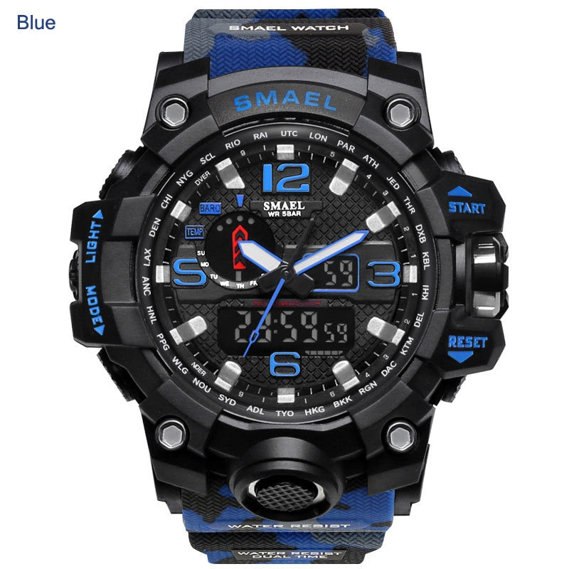 SMAEL Fashion Sport Watch Men Alarm Clock Camouflage Waterproof Week Display Men Watches Digital Watch relogio masculino 1545B