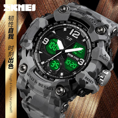 SKMEI 1742 New Shockproof Mens Watches 2 Time Chrono Personality Digital Sport Mens Wristwatch Waterproof Watch relogio masculino