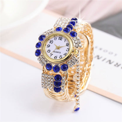 New Fashion Women's Full Diamond Alloy Fashion Watch Creative Tassel Quartz Bracelet Watch Women's Style