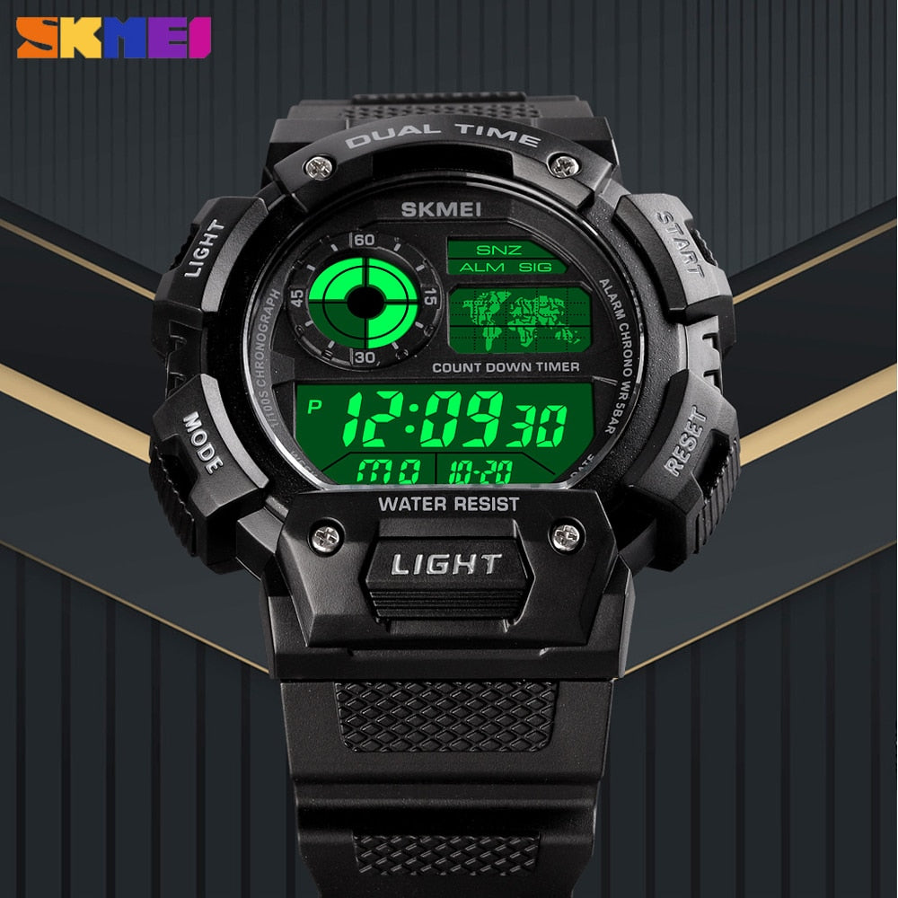 SKMEI 1723 Digital Watch Luminous Display Men Waterproof Wristwatch Count Down Military Sports Electronic Clock Relogio Masculino