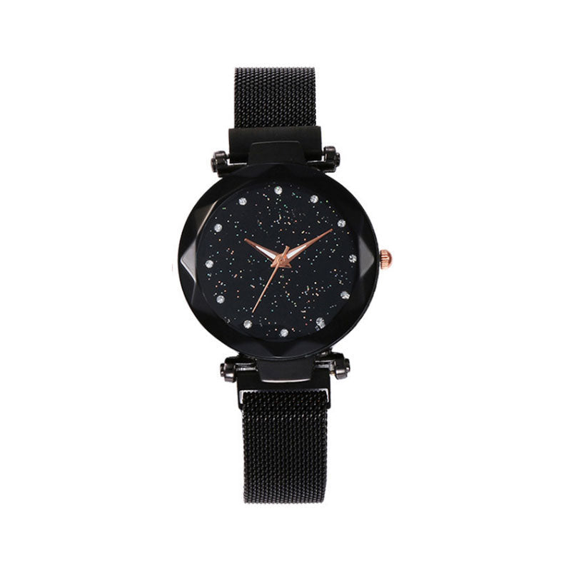 Women Mesh Magnet Buckle Starry Sky Watch Casual Luxury Women Geometric Surface Quartz Watches Relogio Feminino