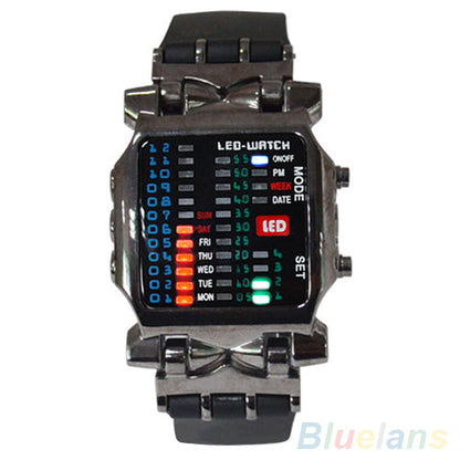 Cool Business Hot Brand Luxury Unisex Binary LED Digital Date Square Dial Casual Sport Plastic Band Wrist Watch