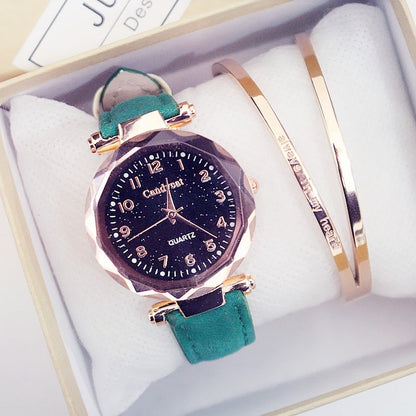 Quartz Wristwatches Fashion Starry Sky Women Watches  Leather Ladies Bracelet Watch