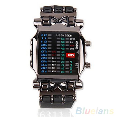 Cool Business Hot Brand Luxury Unisex Binary LED Digital Date Square Dial Casual Sport Plastic Band Wrist Watch