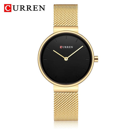 CURREN 9016 Fashion Blue Ladies Watches Mesh Stainless Steel Quartz Watch Women Luxury Simple Wristwatches Analog Lady Clock