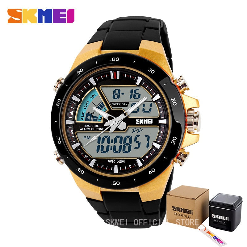 SKMEI 1016 Sport Watch Men Fashion Casual Alarm Clock Waterproof Military Chrono Dual Display Wristwatches Relogio Masculino