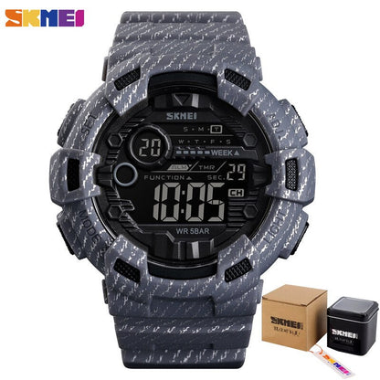 SKMEI 1472 Fashion Sport Watch Men Alarm Clock Cowboy Waterproof Week Display Men Watches Denim Digital Watch relogio masculino