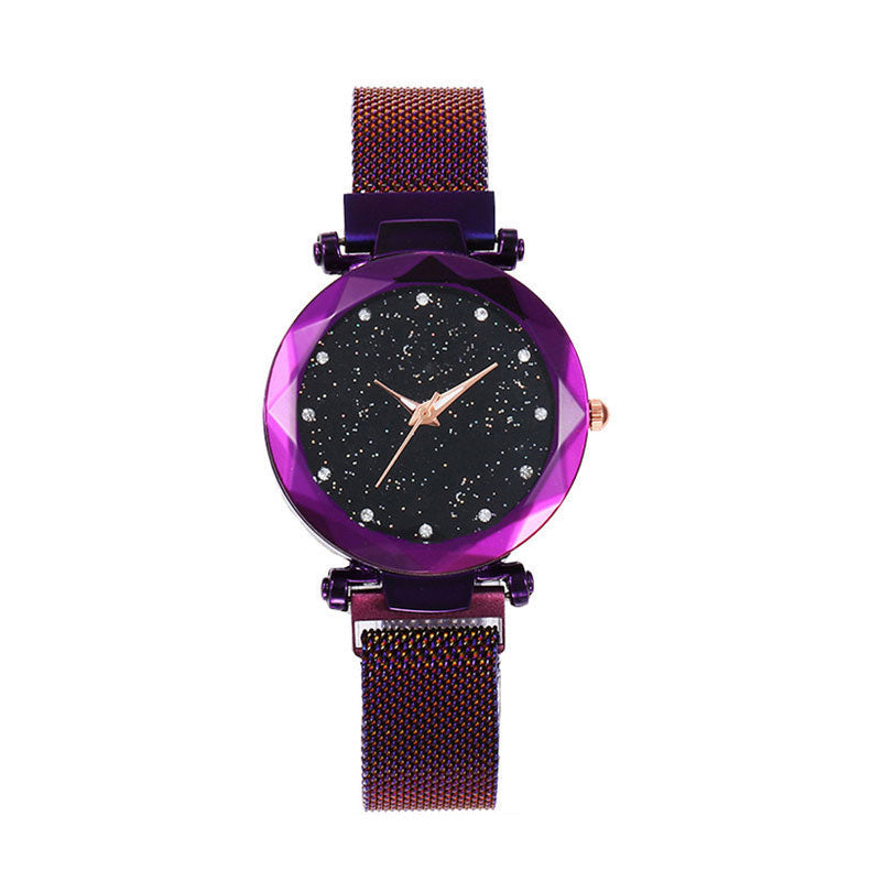 Women Mesh Magnet Buckle Starry Sky Watch Casual Luxury Women Geometric Surface Quartz Watches Relogio Feminino