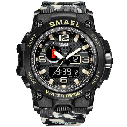 SMAEL 1545D Watches For Men 50M Waterproof Clock Alarm reloj hombre 1545D Dual Display Wristwatch Quartz Military Watch Sport New