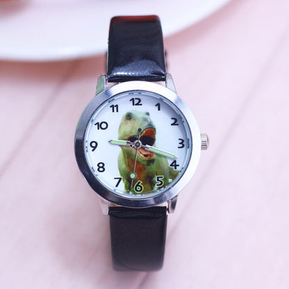 Children boys girls cool cartoon anime dinosaur quartz watches kids sports luminous hands leather clock kol saati