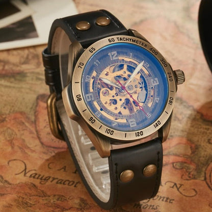 SHENHUA Men's Fashion Hollow out Watch Antique Fully Automatic Mechanical Watch