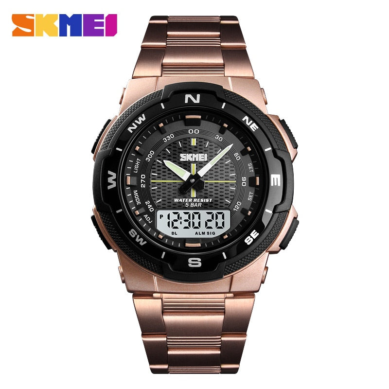 SKMEI 1370 Men Watch Fashion Quartz Sports Watches Stainless Steel Strap Men Watches Top Brand Luxury Business Waterproof Wrist Watch