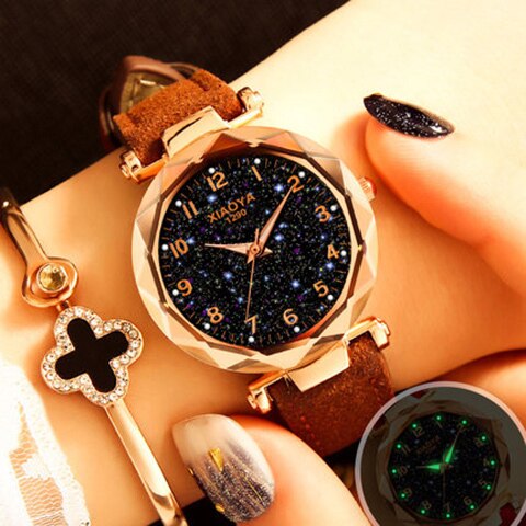 Women Watches  Best Sell Star Sky Dial Clock Luxury Rose Gold Women's Bracelet Quartz Wrist Watches New