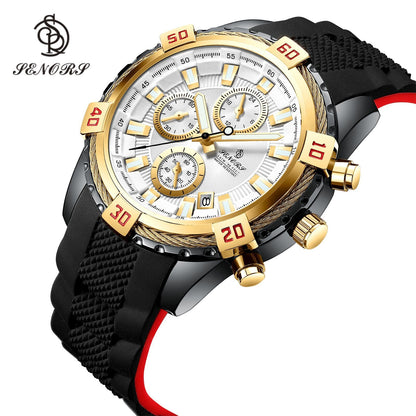 Senors men watch Top Brand  Casual Sport Watches for Men Blue Luxury Silicon  Wrist Watch Man Clock Fashion Chronograph