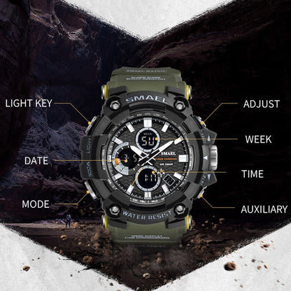 SMAEL 1802 Sports Men's Watches Top Brand Luxury Military Quartz Watch Men Waterproof Shock Male Digital Clock Relogio Masculino