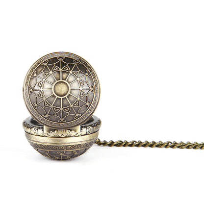 Nostalgic Korean Retro Small Spider Web Ball Couple Necklace Pocket Watch