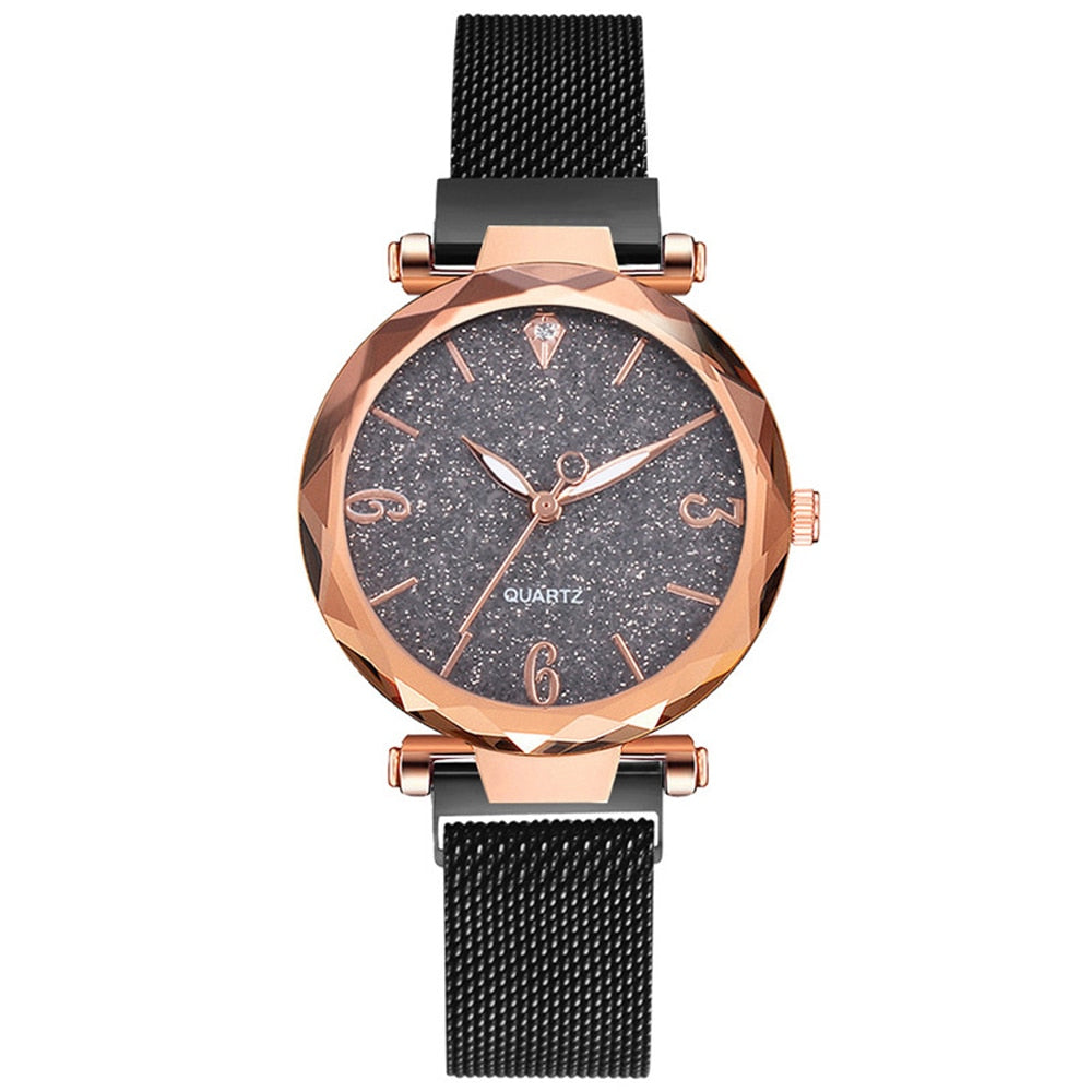 Rose Gold Women Watch Top Brand Luxury Magnetic Starry Sky Lady Wrist Watch Mesh Female Clock For Dropship relogio feminino