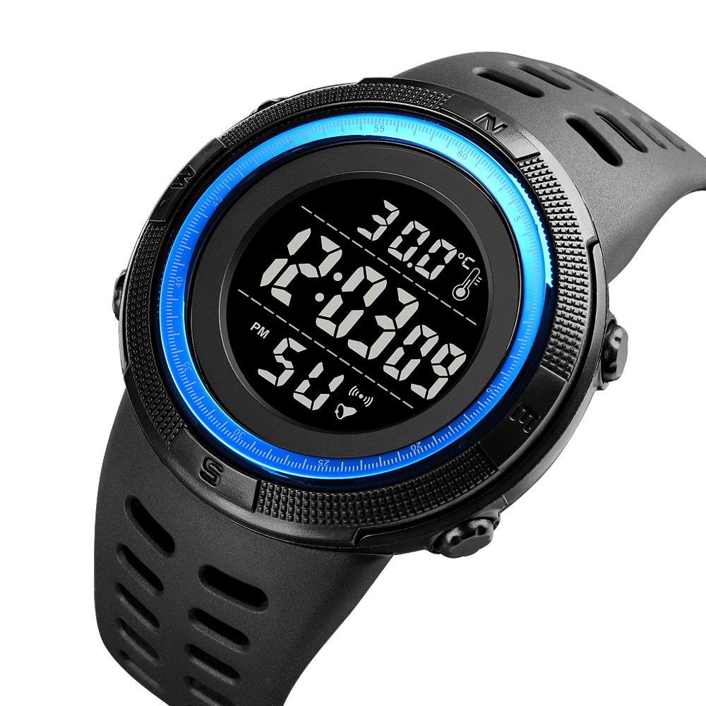 SKMEI 1681 Body Temperature Men's Watch Electronic 5Bar Waterproof Long Battery Life Alarm Clock LED Healthy Male Sport Watch