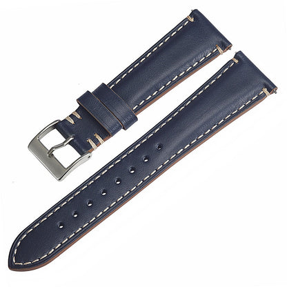 Vintage Calfskin Watch Strap 20mm 22mm 24mm Side Double Seam Simple Leather Strap