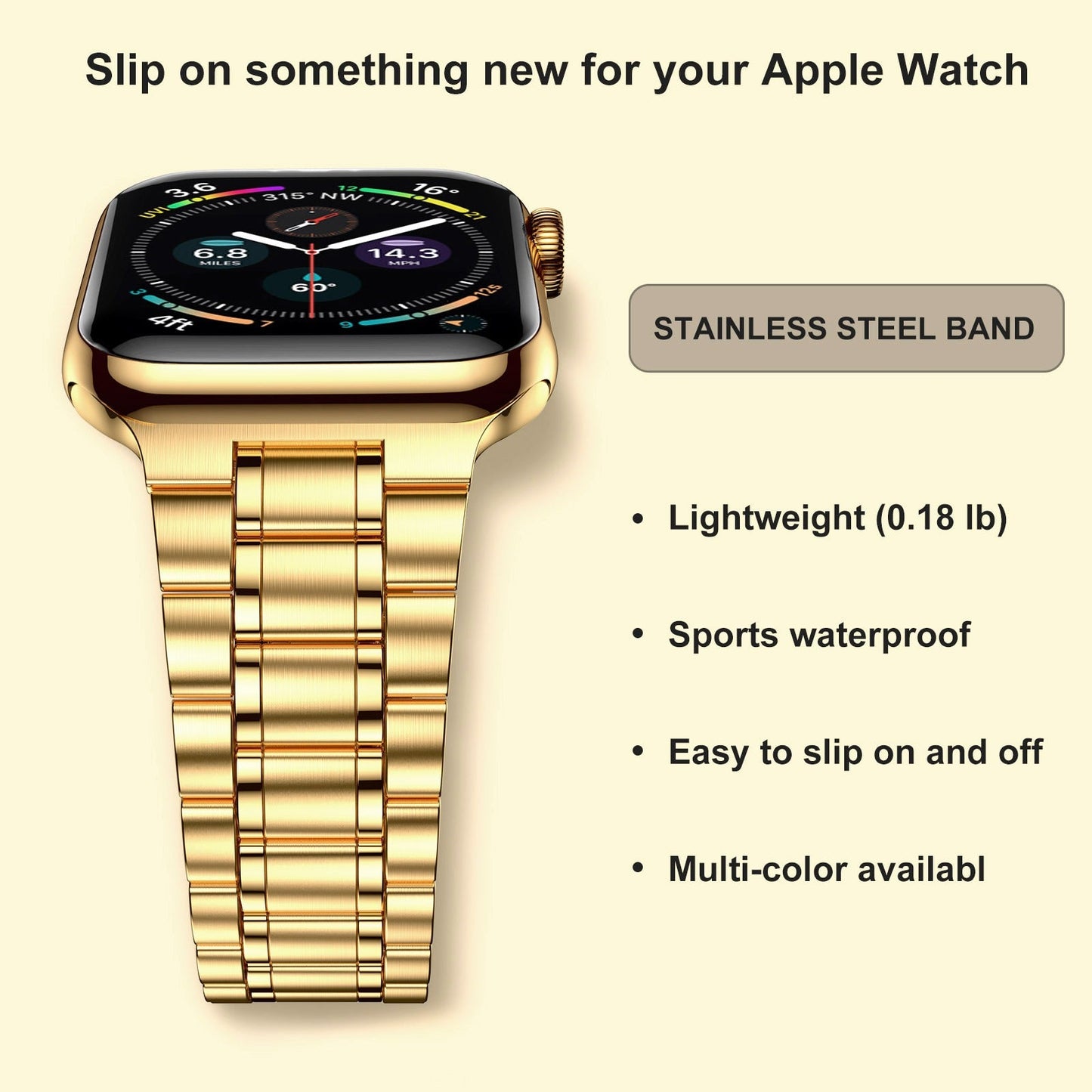 Suitable For Apple Watch S 3 4 5 iwatch S 7 8 9 Stainless Steel Metal Fine Steel Watch Chain With Five Beads