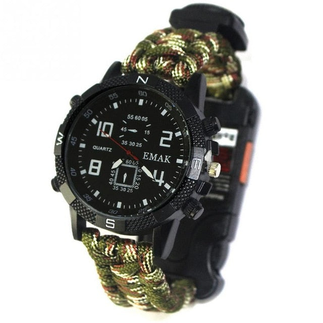 EDC Tactical multi Outdoor Camping survival bracelet watch compass Rescue Rope paracord equipment Tools kit