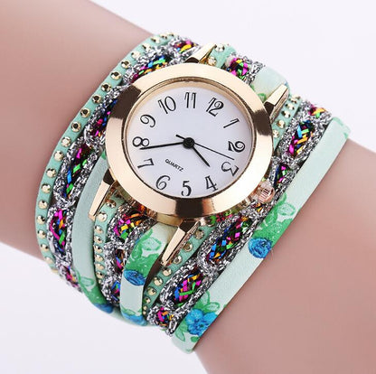 Top Brand Luxury Watches Women Flower Popular Quartz Diamond Leather Bracelet Watch Female Ladies Gemstone Dress Wristwatch