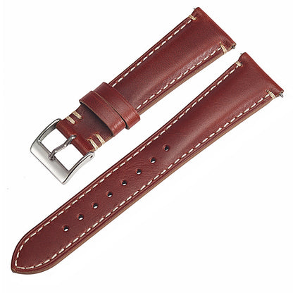 Vintage Calfskin Watch Strap 20mm 22mm 24mm Side Double Seam Simple Leather Strap