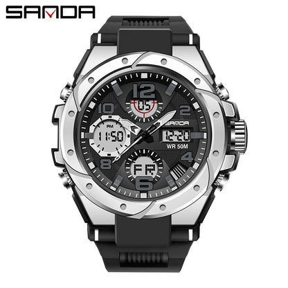 SANDA Sport Military Wrist Watch Men Watches Brand Male Watch For Men Clock Dual Display Wristwatch Army Outdoor Waterproof