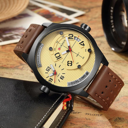 CURREN Men leather Strap Casual Business 30 meter Waterproof