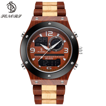 Senor Digital Watch Wood Watch Men Military Sport Wristwatch Mens Quartz Watches Top Brand Luxury Wooden Watch Male Relogio