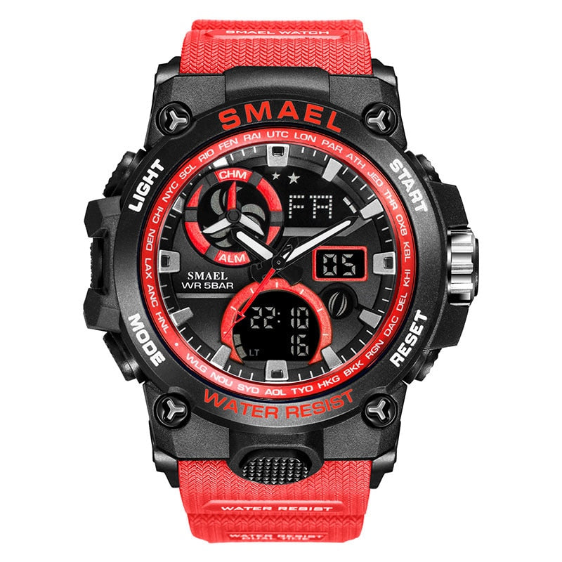 SMAEL Sport Watch Men Dual Time Waterproof 50M Military Watches Chrono Alarm Wristwatch Vintage Classic Digital Watch 8011