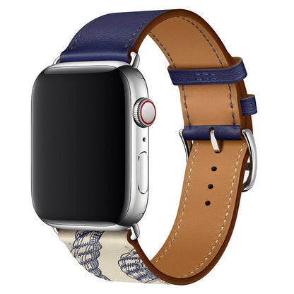 Apple Leather Watch Lead Layer Cowhide Apple Watch iwatch8 Watchband Color Patchwork Single Circle Watch Band